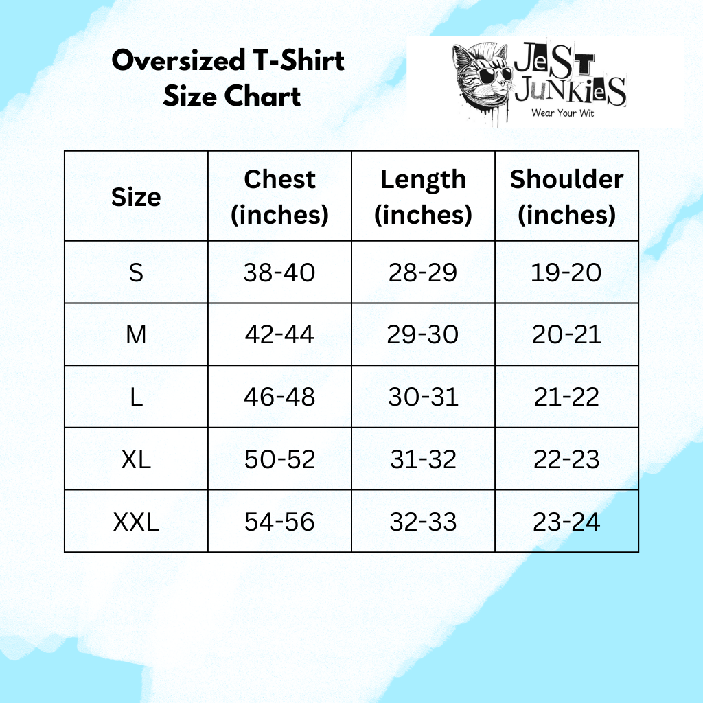 Oversized T Shirt Size Chart