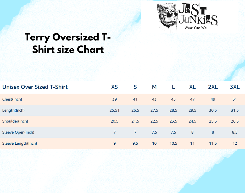 Terry Oversized T Shirt Size Chart e1732463749137
