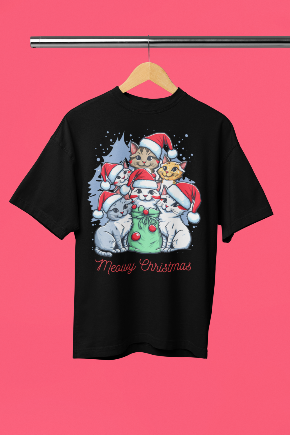 Meowy Christmas Oversized T-Shirt