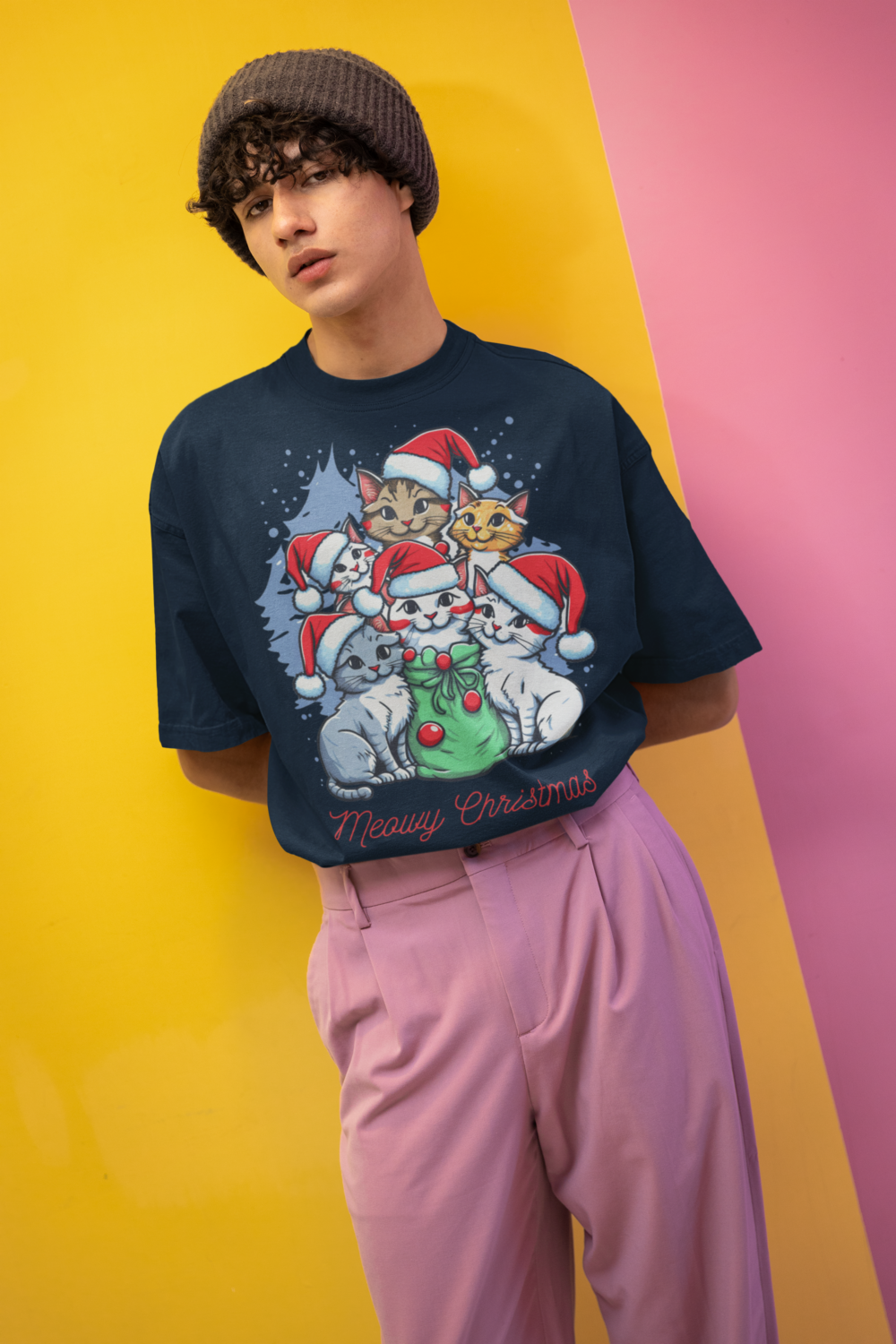 Meowy Christmas Oversized T-Shirt